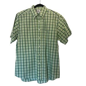 Lacoste Multi Green & White Plaid Short Sleeve Button Down Shirt Size 46/2X